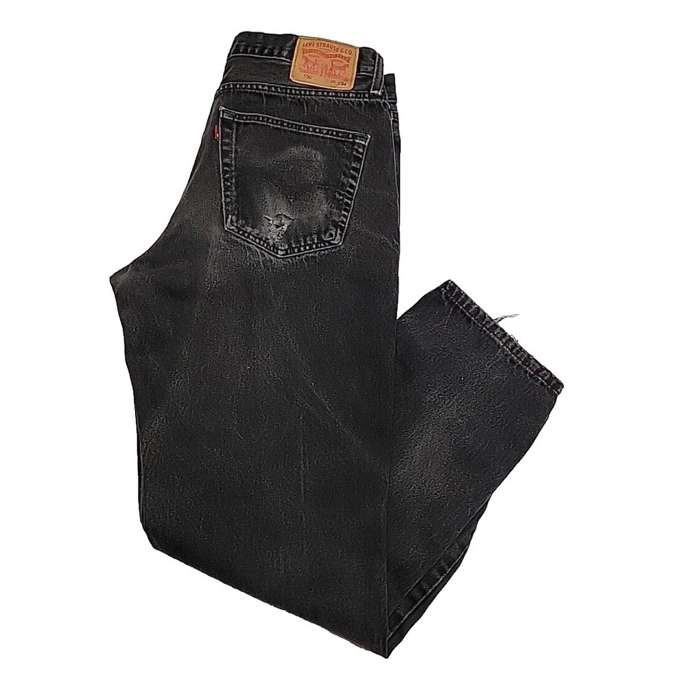 Levi's 550 Distressed Relaxed Fit Wallet Fade Black Denim Jeans Men's 36x34